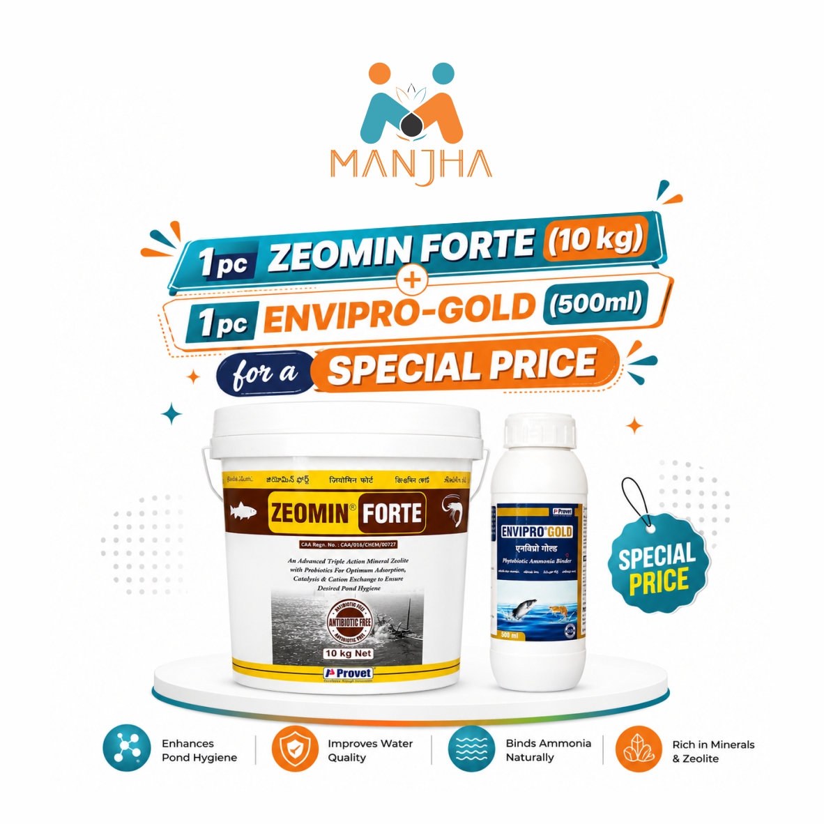 ZEOMIN FORTE 10kg (Pack of 1) & ENVIPRO GOLD 500.ML (Pack of 1)